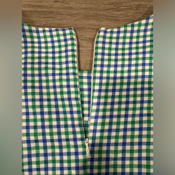 Elle Blue, Green, & White Gingham Print Midi Short Sleeve Dress Size M - Picture 10 of 16